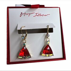NEW Betsey Johnson Holiday Santa Hat Drop Earrings